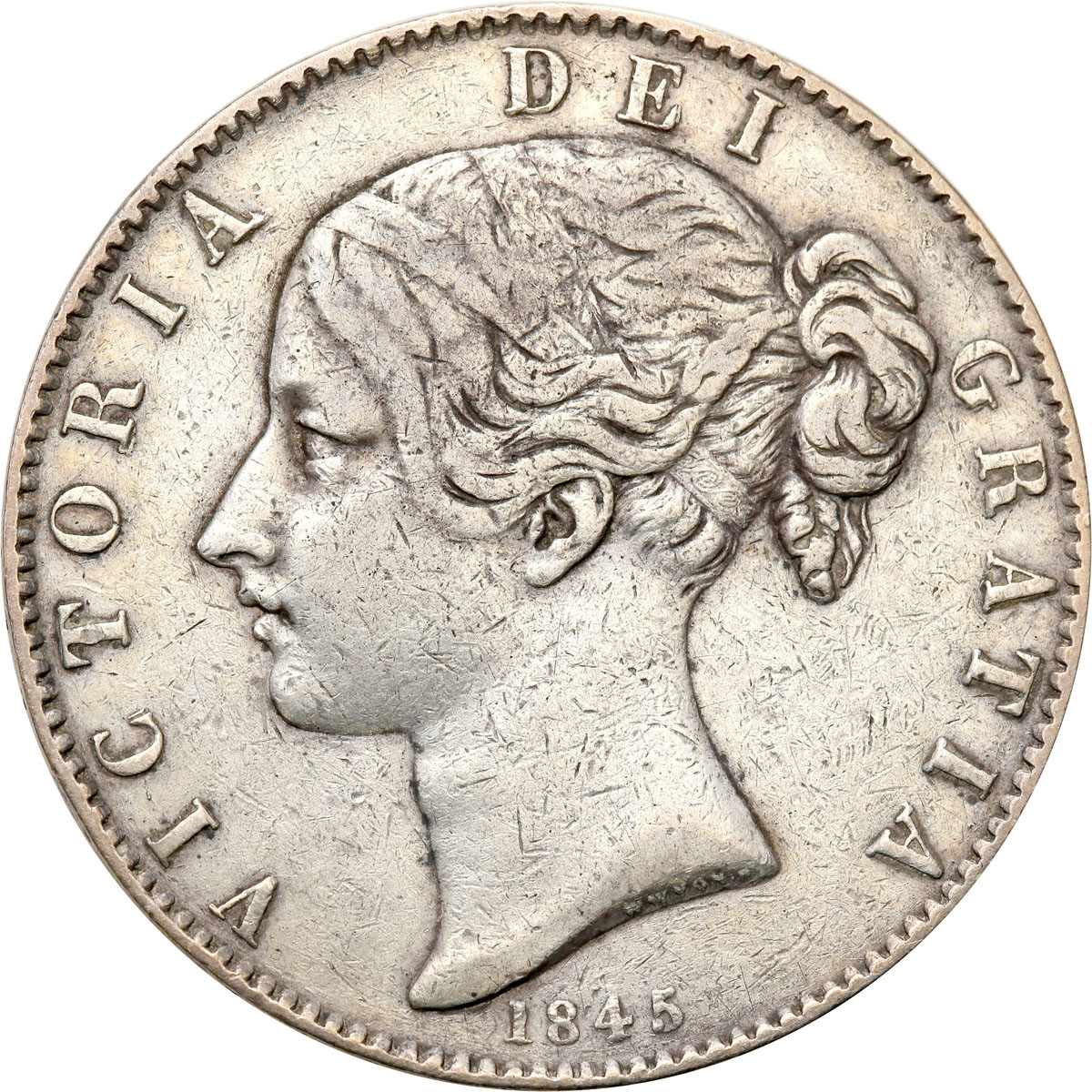 Wielka Brytania, Wiktoria. 1 crown (korona) 1845
